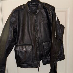 Harley-Davidson Men's Black Leather Bomber Jacket